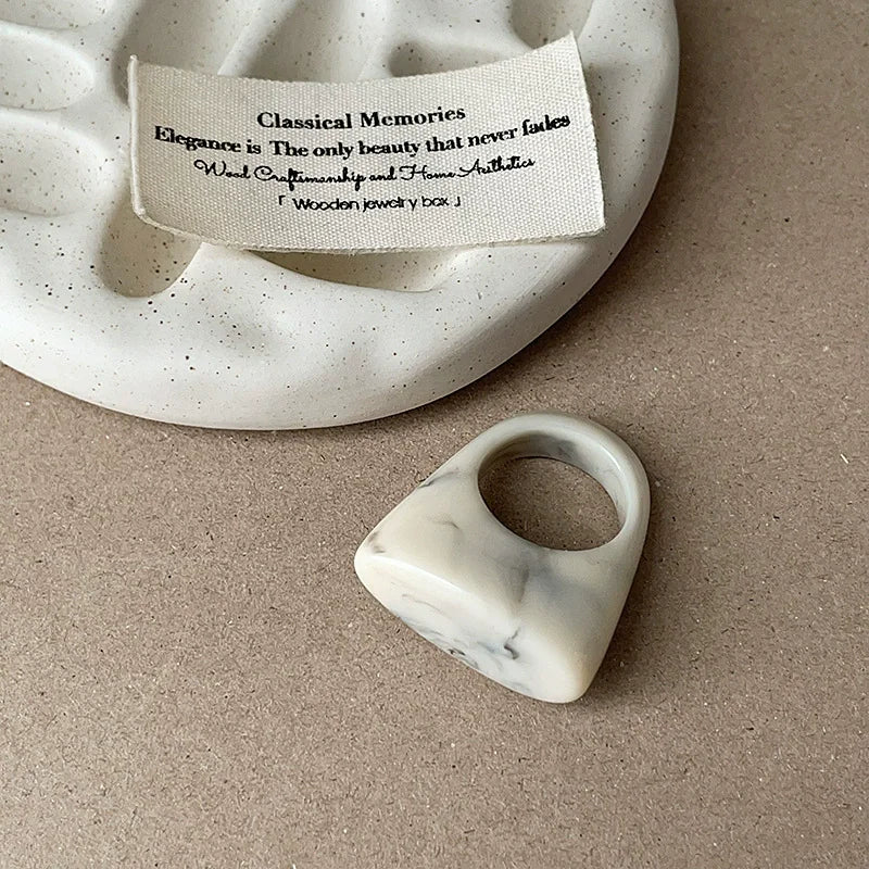 HANGZHI Irregular Wide Large Chunky Rings