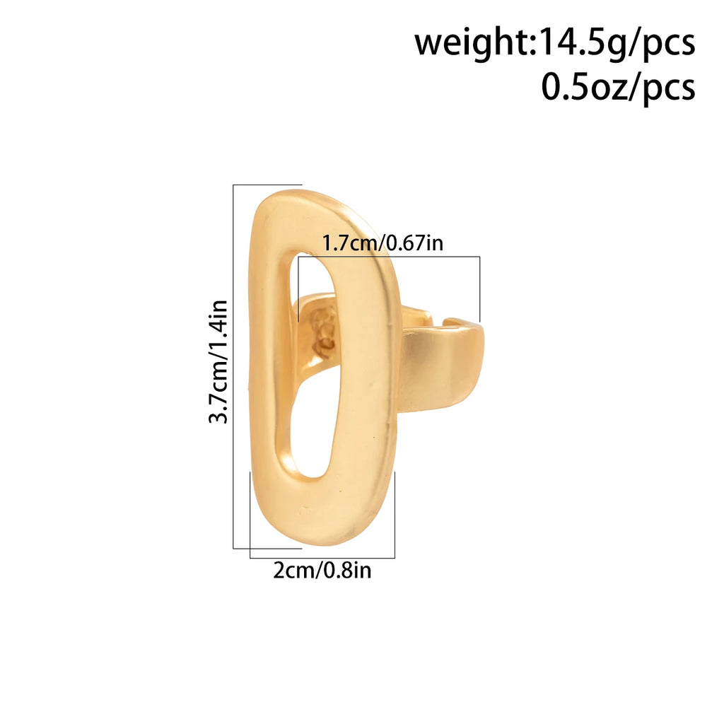 Exaggerated Big Hollow Out Geometric Oval Rings
