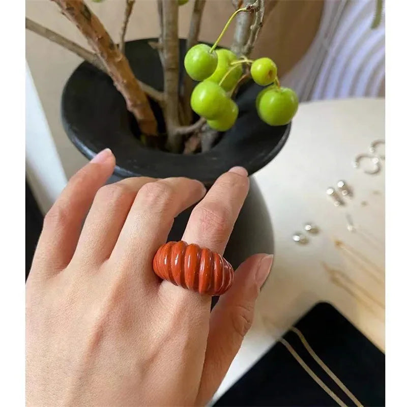 HANGZHI Irregular Wide Large Chunky Rings