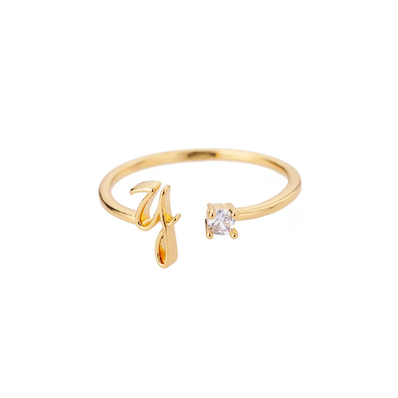 Tiny Initial Letter Rings For Women Stainless Steel A-Z