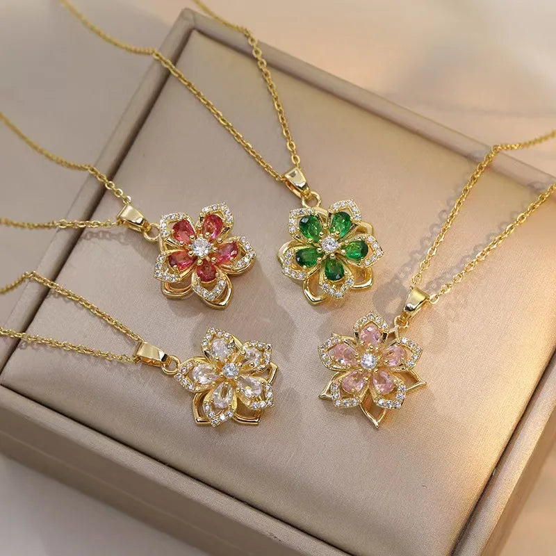 Romantic Rotating Floral Pendant