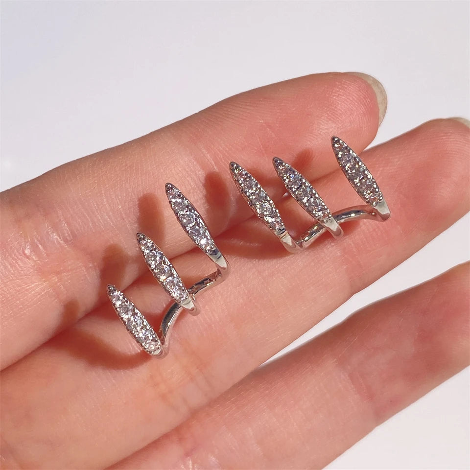 Elegant Cubic Zirconia Three-Claw Earrings