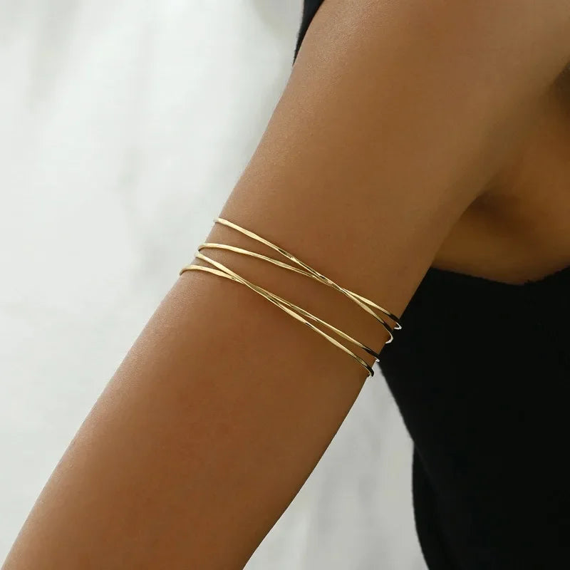 Geometric Multi-Layer Arm Cuff Bracelet
