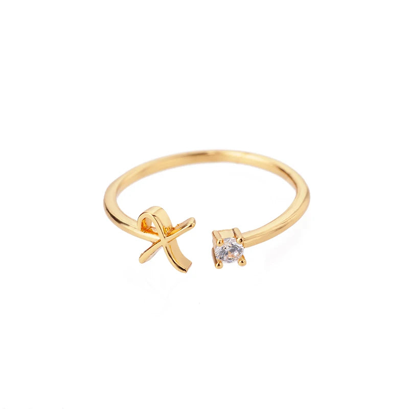 Tiny Initial Letter Rings For Women Stainless Steel A-Z