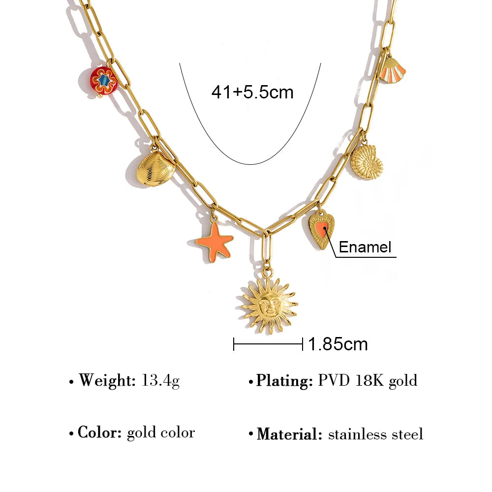 YACHAN Ocean Series Stainless Steel Charms Necklace