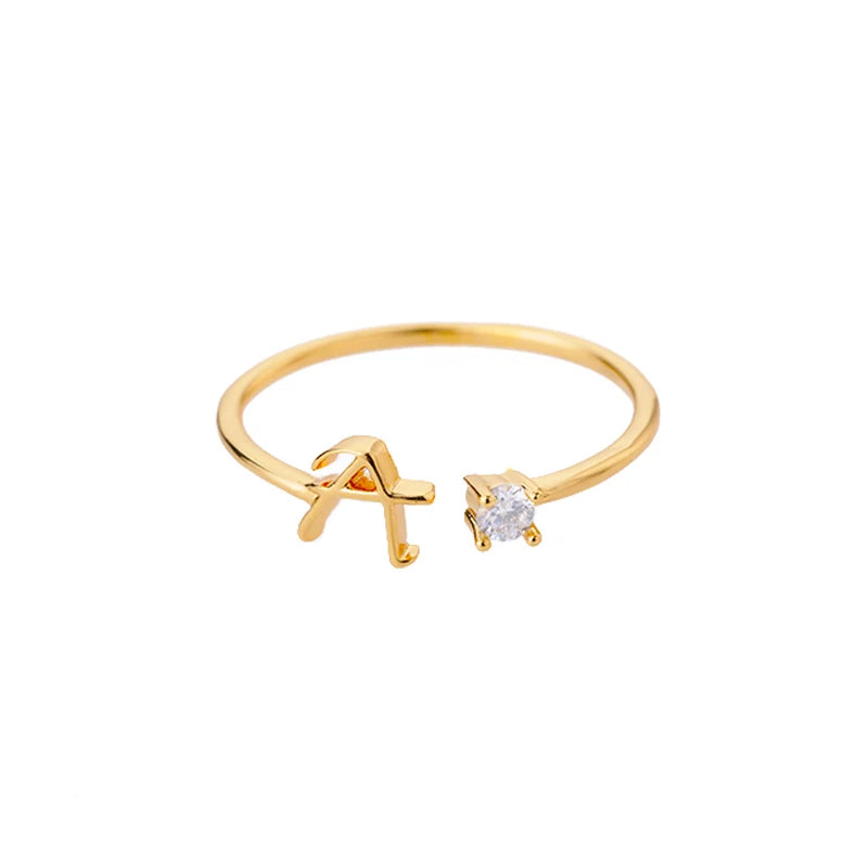Tiny Initial Letter Rings For Women Stainless Steel A-Z