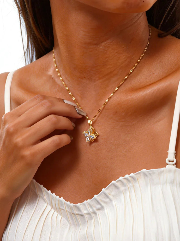 Sparkling Rotating Floral Pendant
