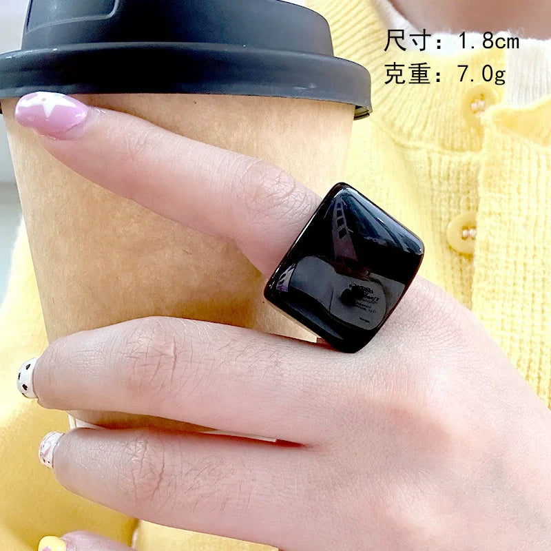 HANGZHI Irregular Wide Large Chunky Rings