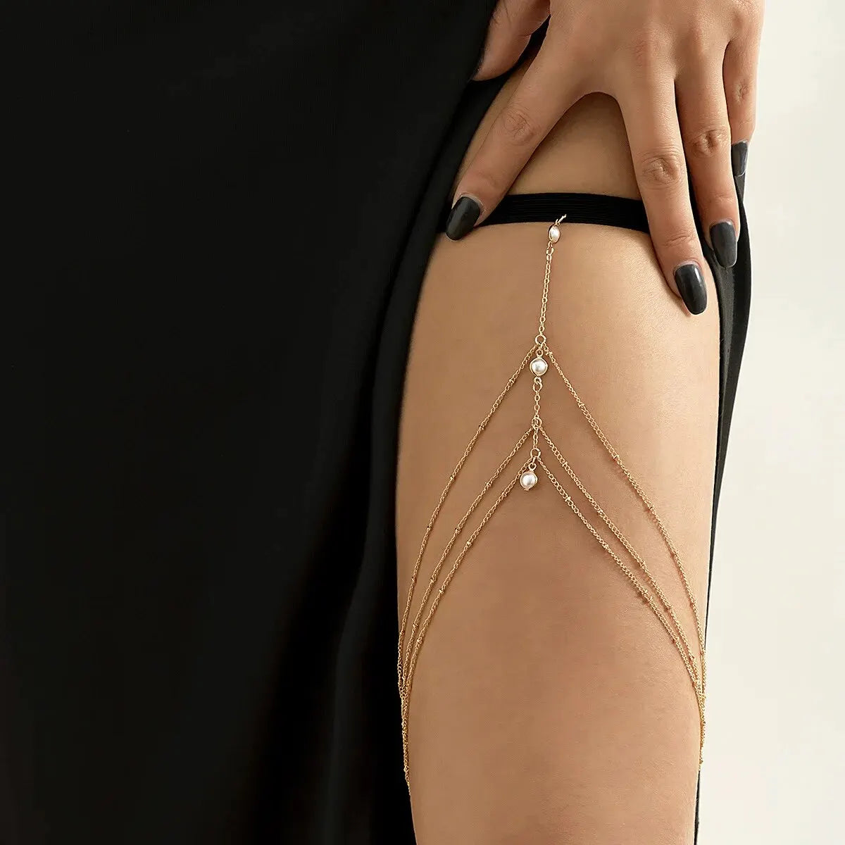 Shiny Crystal Multilayer Tassel Leg Chains for