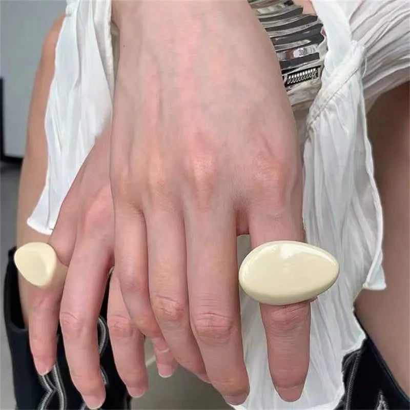 HANGZHI Irregular Wide Large Chunky Rings
