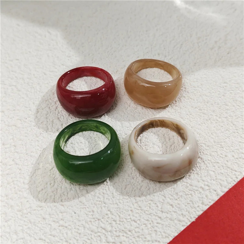 HANGZHI Irregular Wide Large Chunky Rings