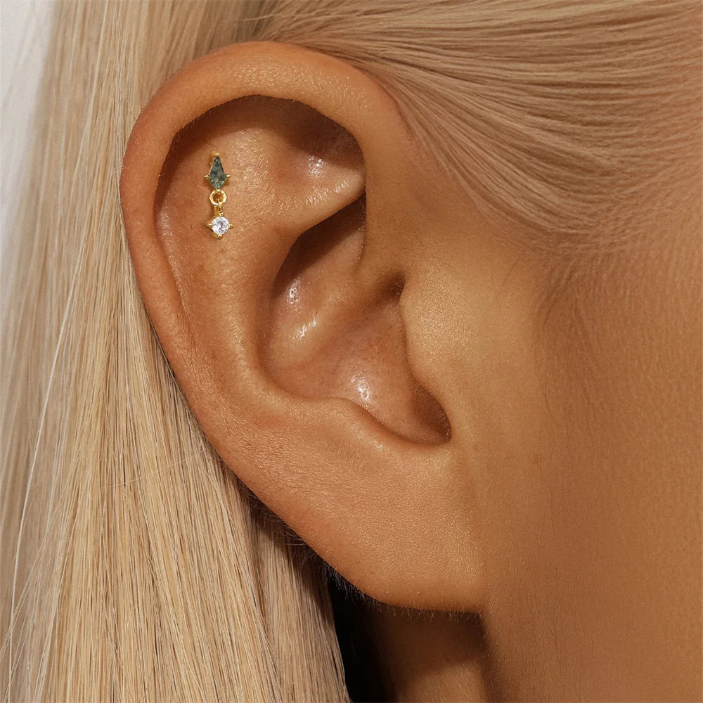 Emerald-Cut Drop Earrings in 14K Gold Over Sterling Silve