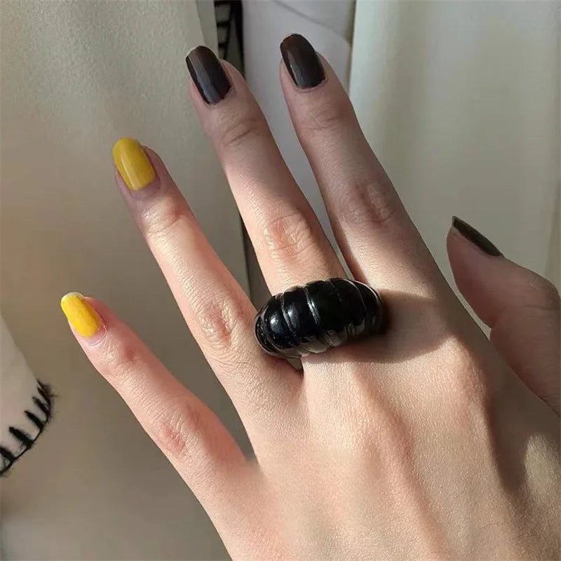 HANGZHI Irregular Wide Large Chunky Rings