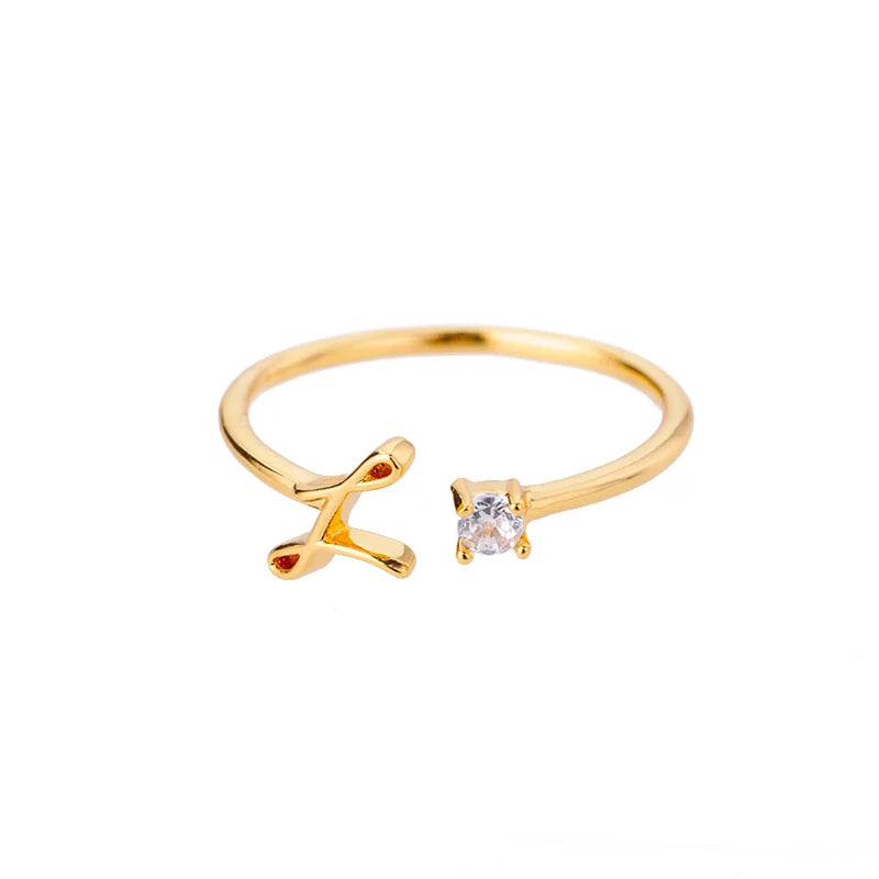 Tiny Initial Letter Rings For Women Stainless Steel A-Z