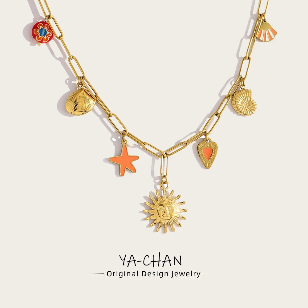 YACHAN Ocean Series Stainless Steel Charms Necklace
