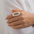 Exaggerated Big Hollow Out Geometric Oval Rings