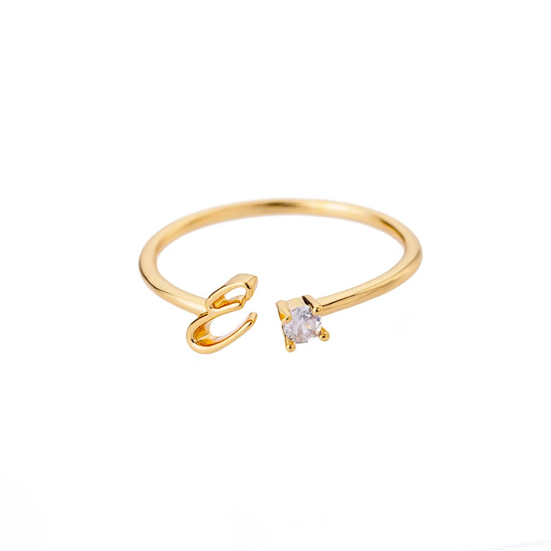 Tiny Initial Letter Rings For Women Stainless Steel A-Z