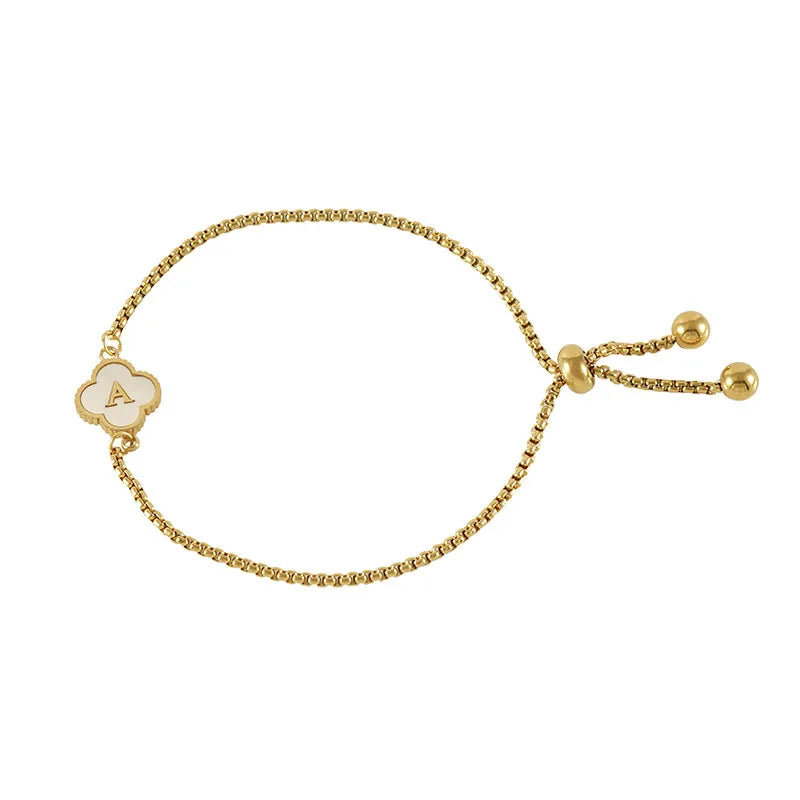 Trèfle Noir 18K Chain Bangle