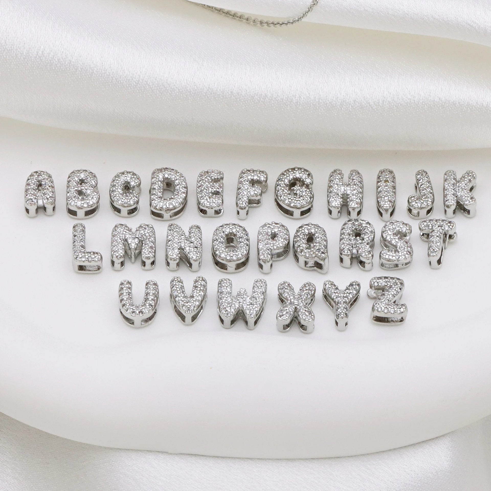 Custom Crystal Bubble Letter Necklace