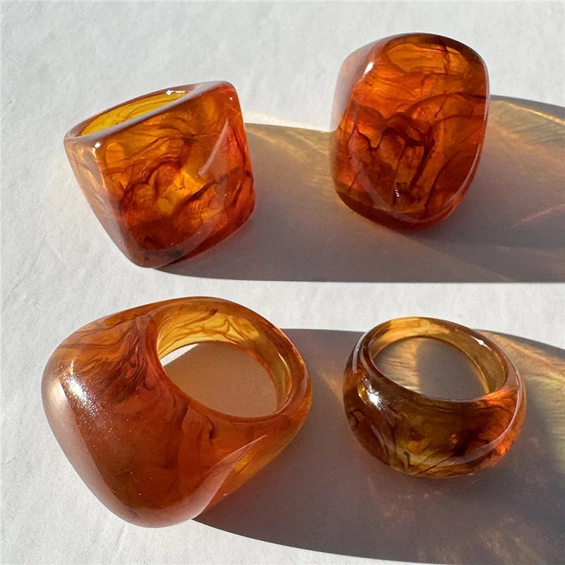 HANGZHI Irregular Wide Large Chunky Rings