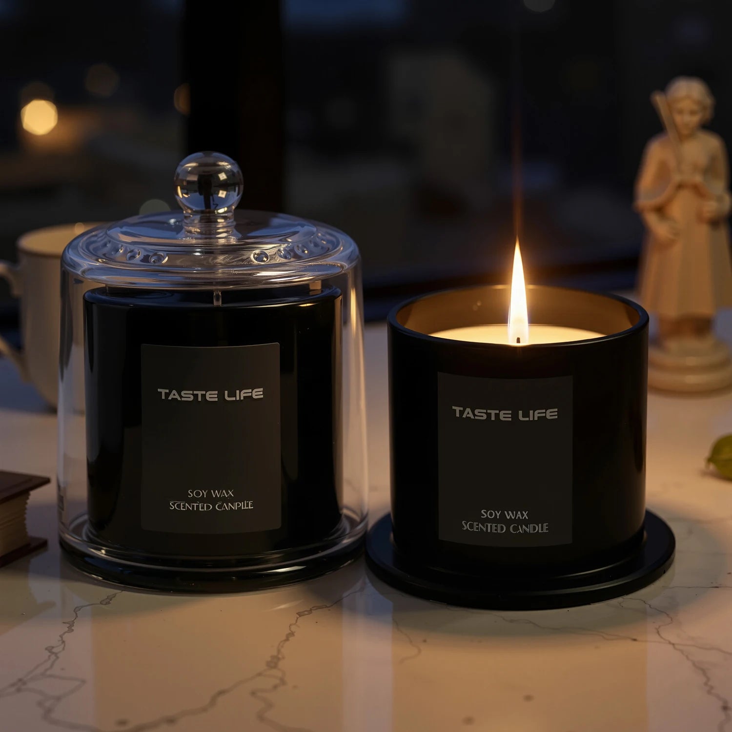 Luxe Soy Candle with Glass Cloche