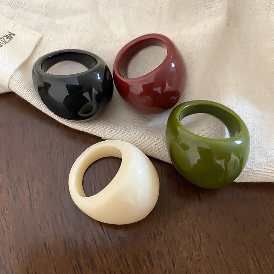 HANGZHI Irregular Wide Large Chunky Rings