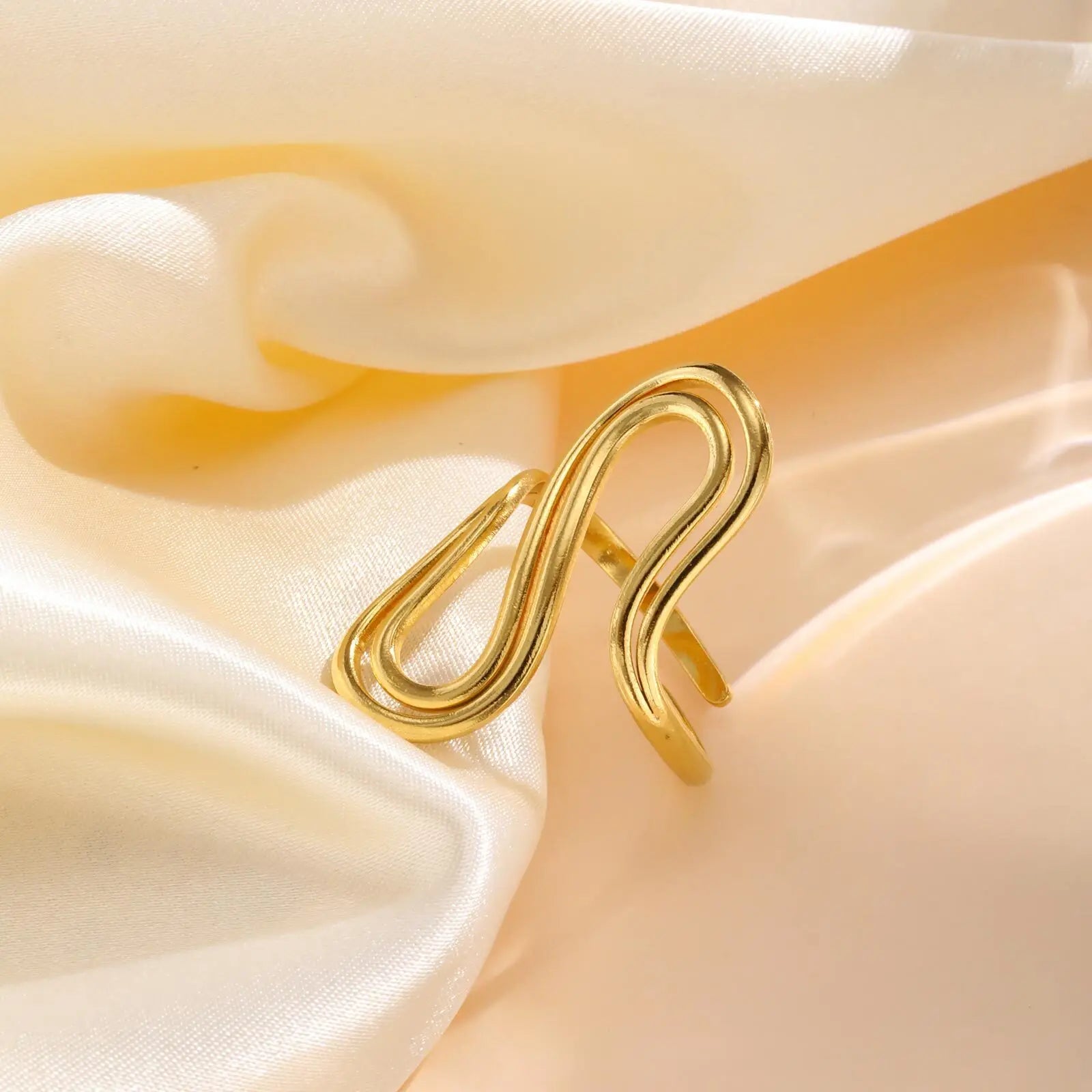Ring 18k Gold Plated Stylish Open