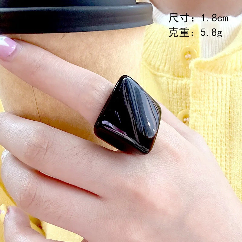 HANGZHI Irregular Wide Large Chunky Rings