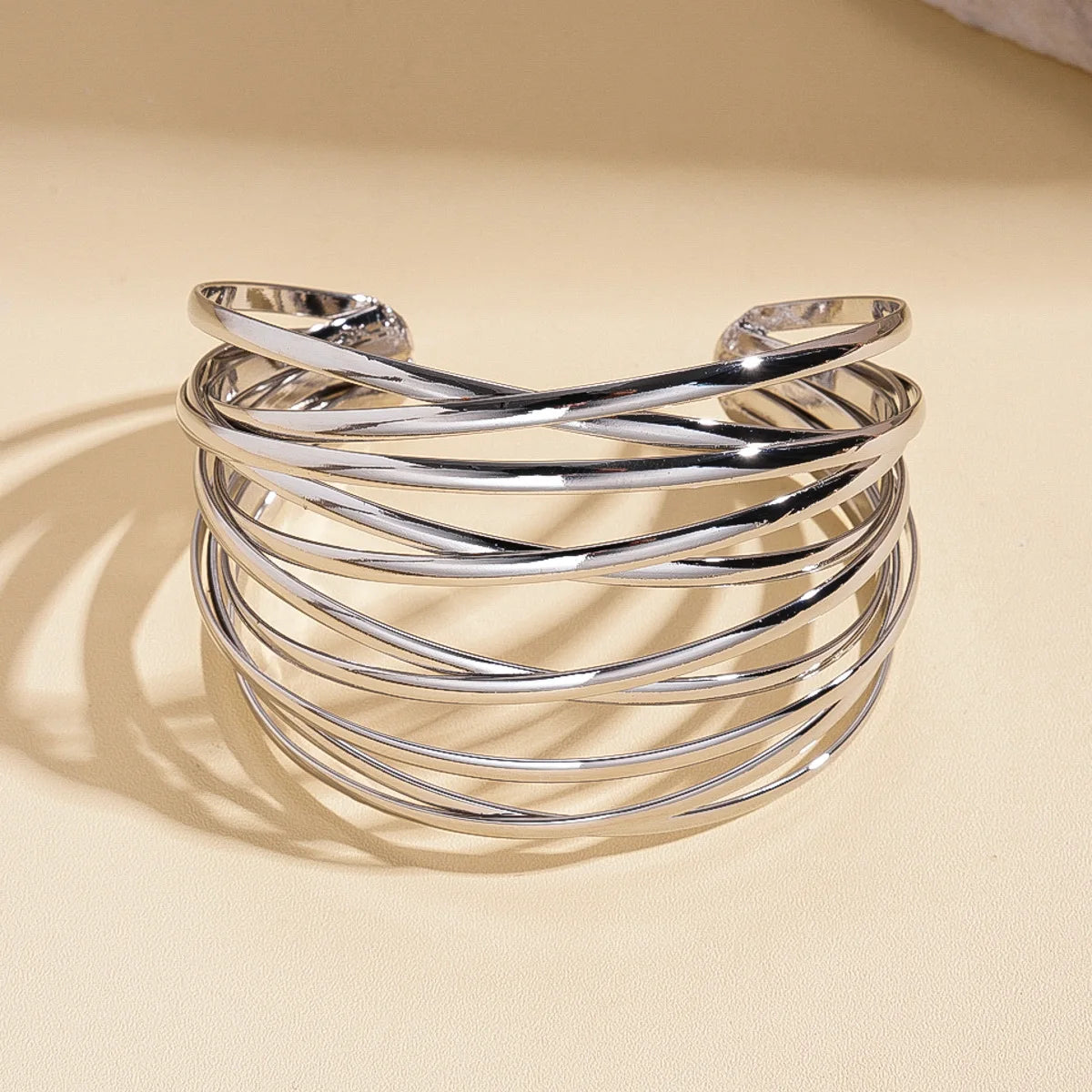 Multi-Layer Geometric Cuff Bracelet.