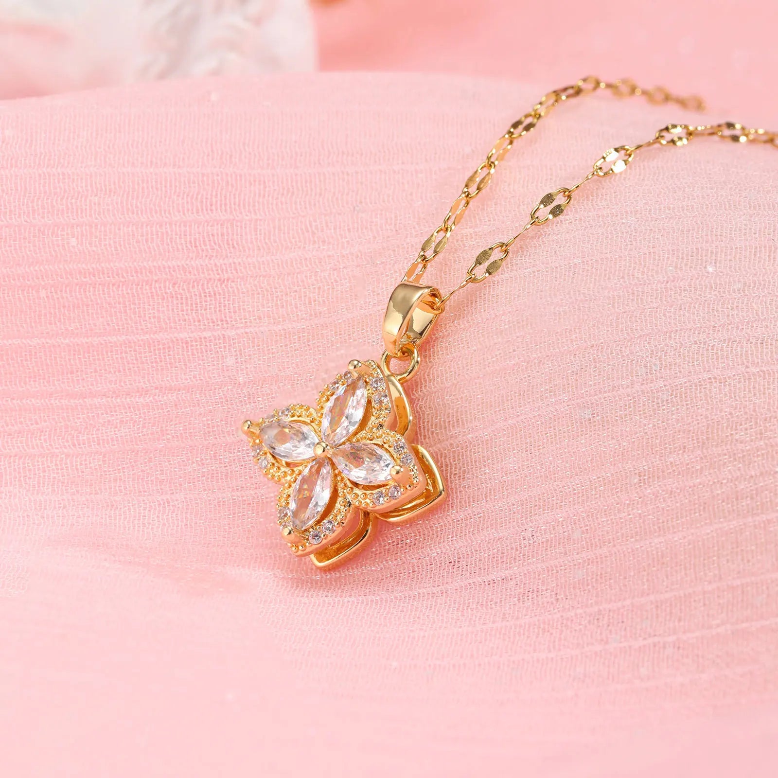 Sparkling Rotating Floral Pendant