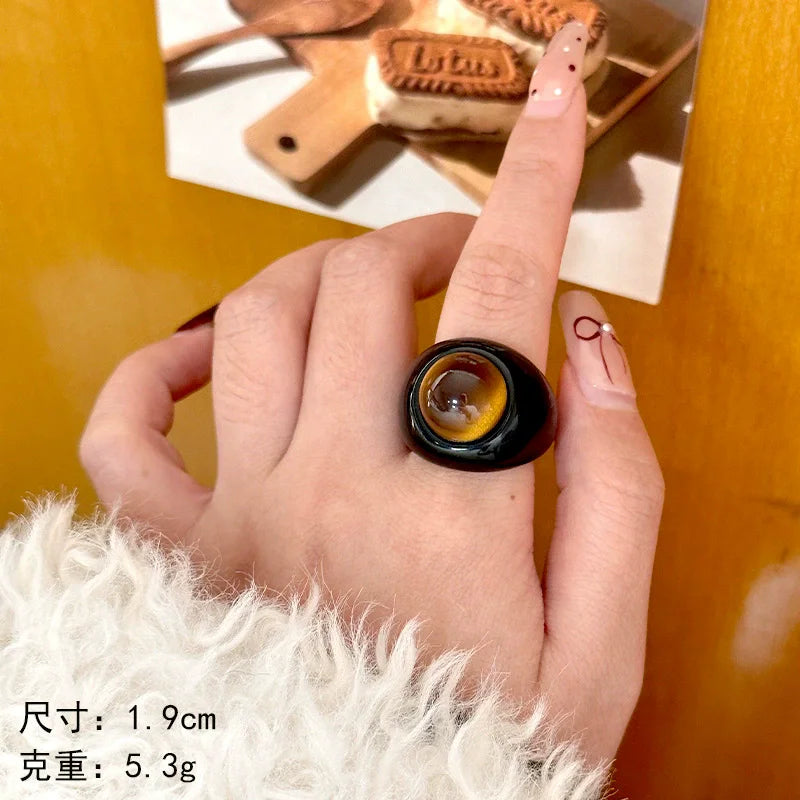 HANGZHI Irregular Wide Large Chunky Rings