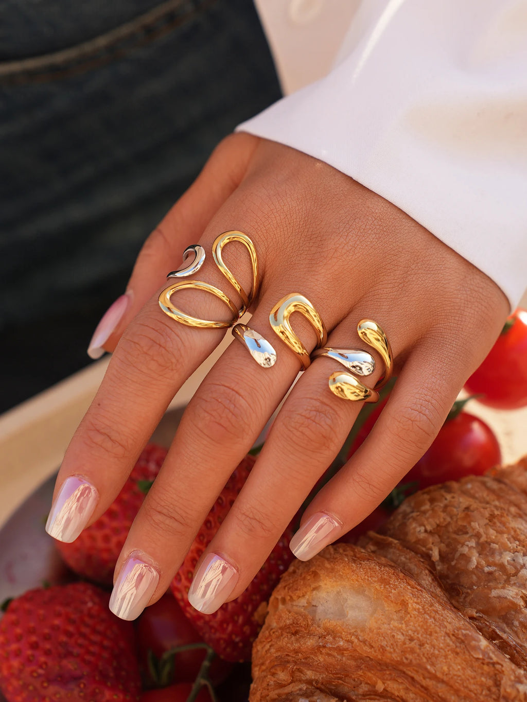 18k Gold Plated Artisan Wave Ring