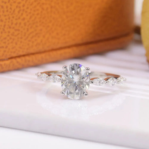 2ct Oval Cut Moissanite Solitaire Ring in Sterling Silver