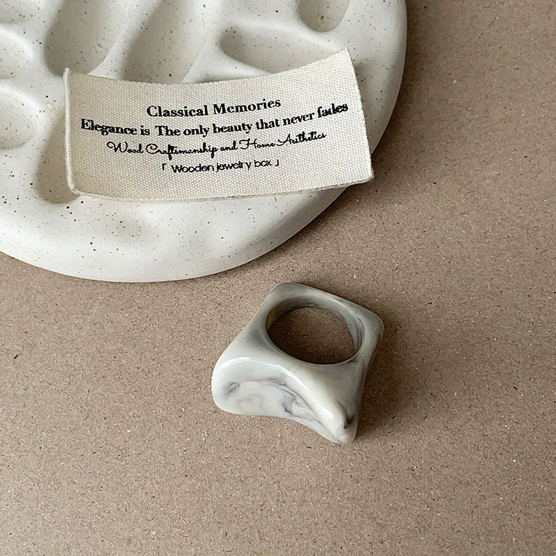 HANGZHI Irregular Wide Large Chunky Rings