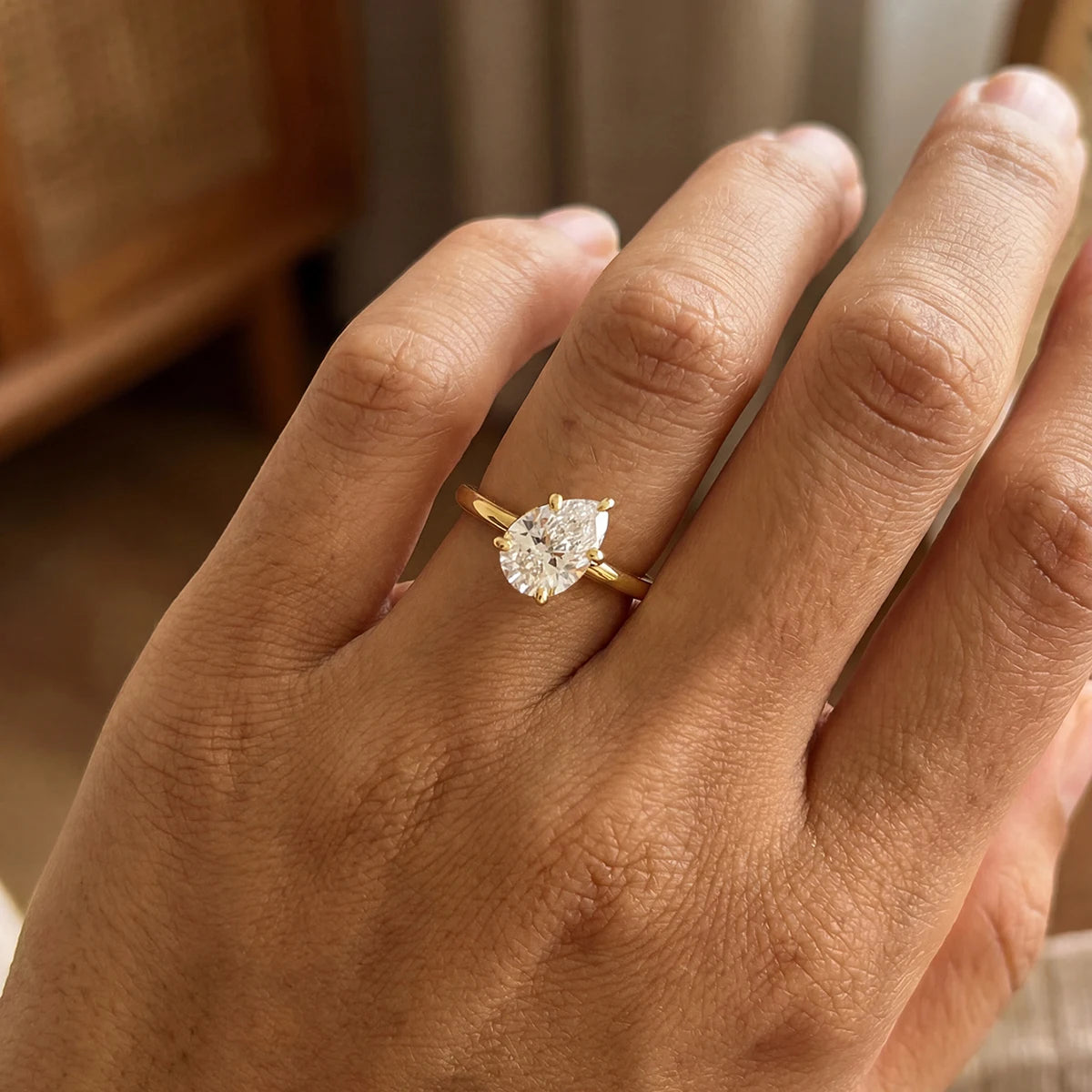 925 Sterling Silver Sparkling Water Drop Interweaving Dazzling Clear Pear CZ Finger Rings