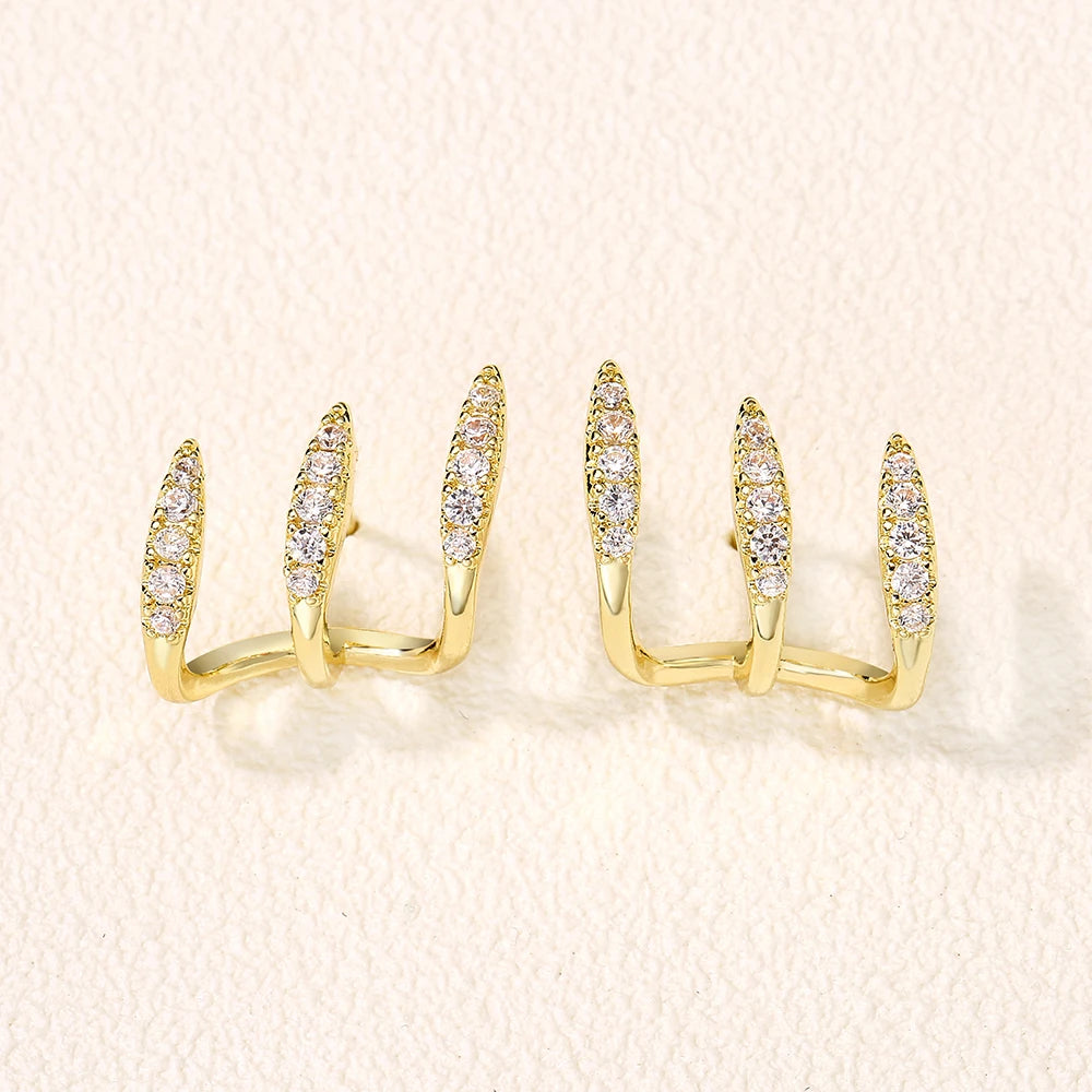 Elegant Cubic Zirconia Three-Claw Earrings