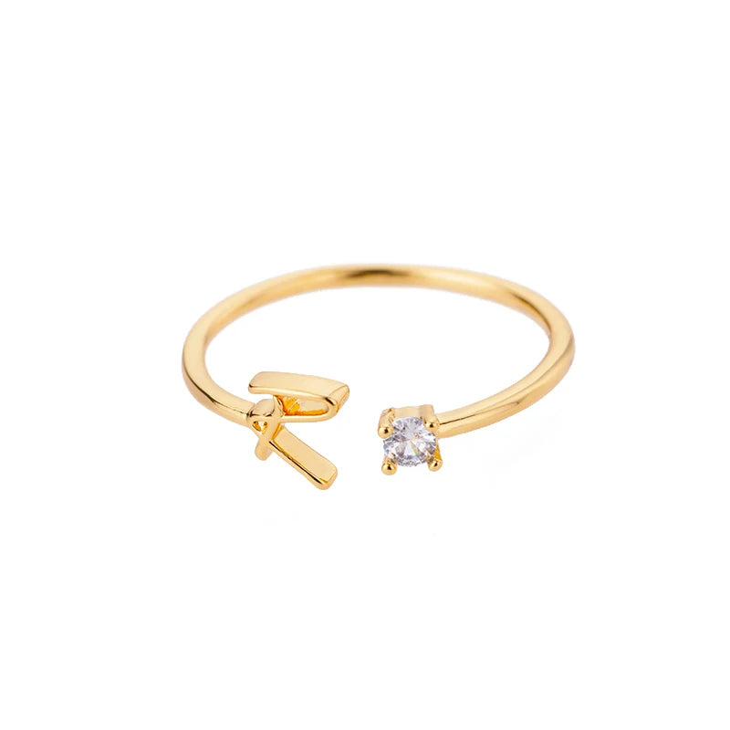 Tiny Initial Letter Rings For Women Stainless Steel A-Z