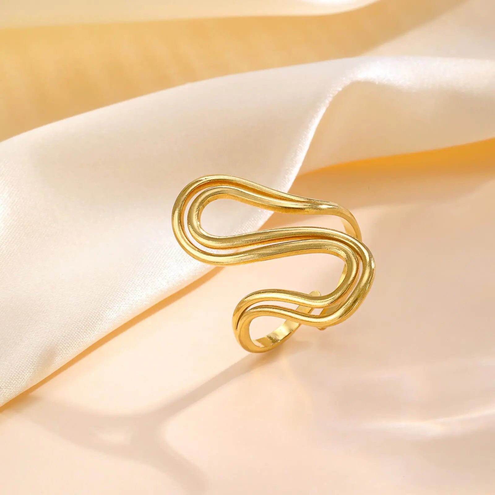 Ring 18k Gold Plated Stylish Open