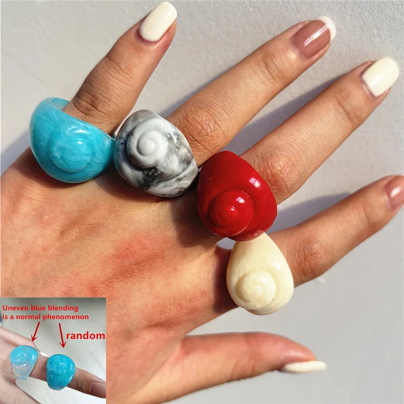 HANGZHI Irregular Wide Large Chunky Rings