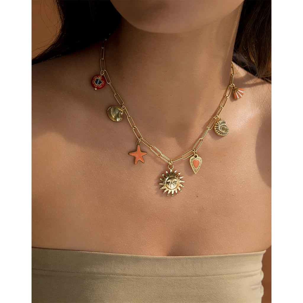 YACHAN Ocean Series Stainless Steel Charms Necklace