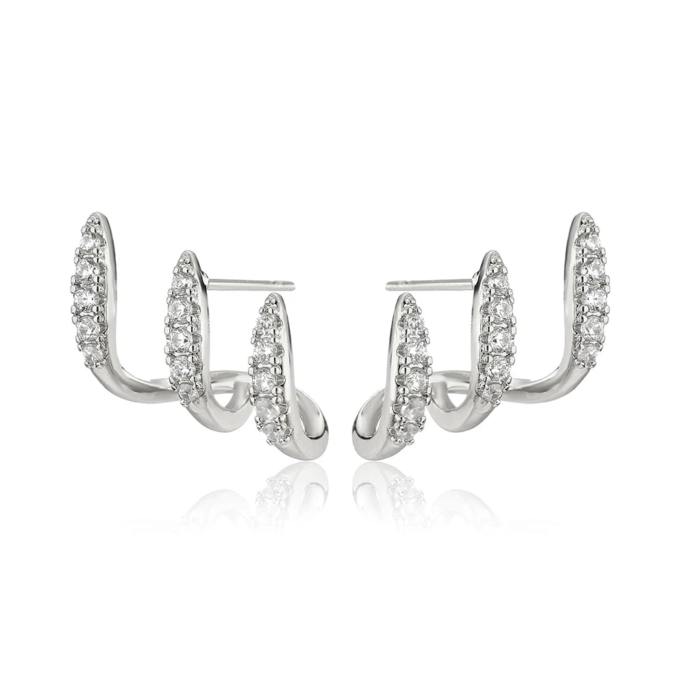 Elegant Cubic Zirconia Three-Claw Earrings