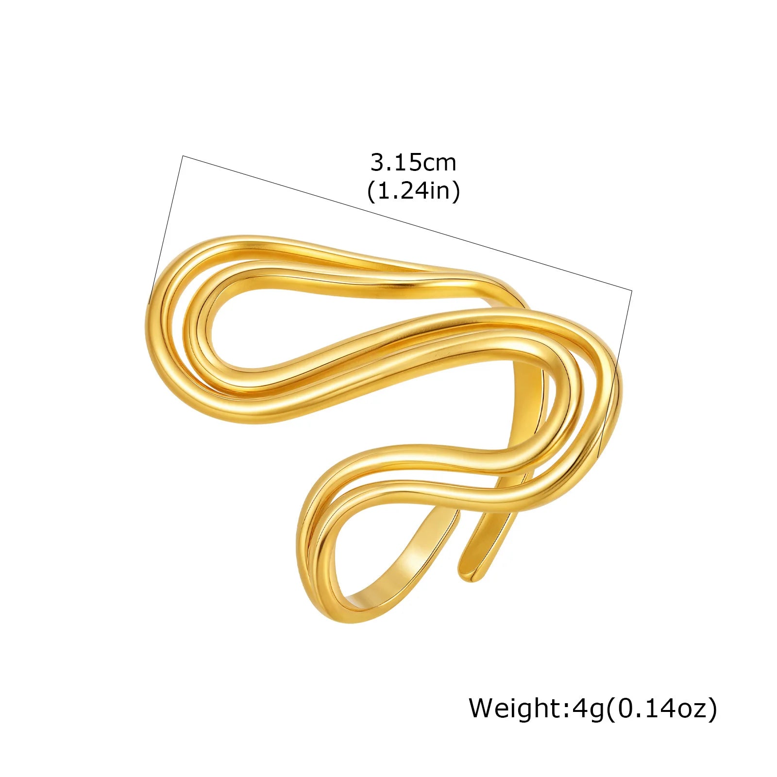 Ring 18k Gold Plated Stylish Open