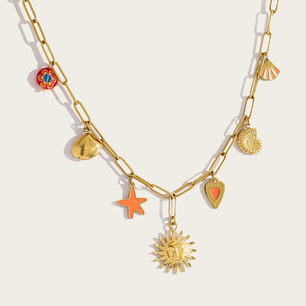 YACHAN Ocean Series Stainless Steel Charms Necklace