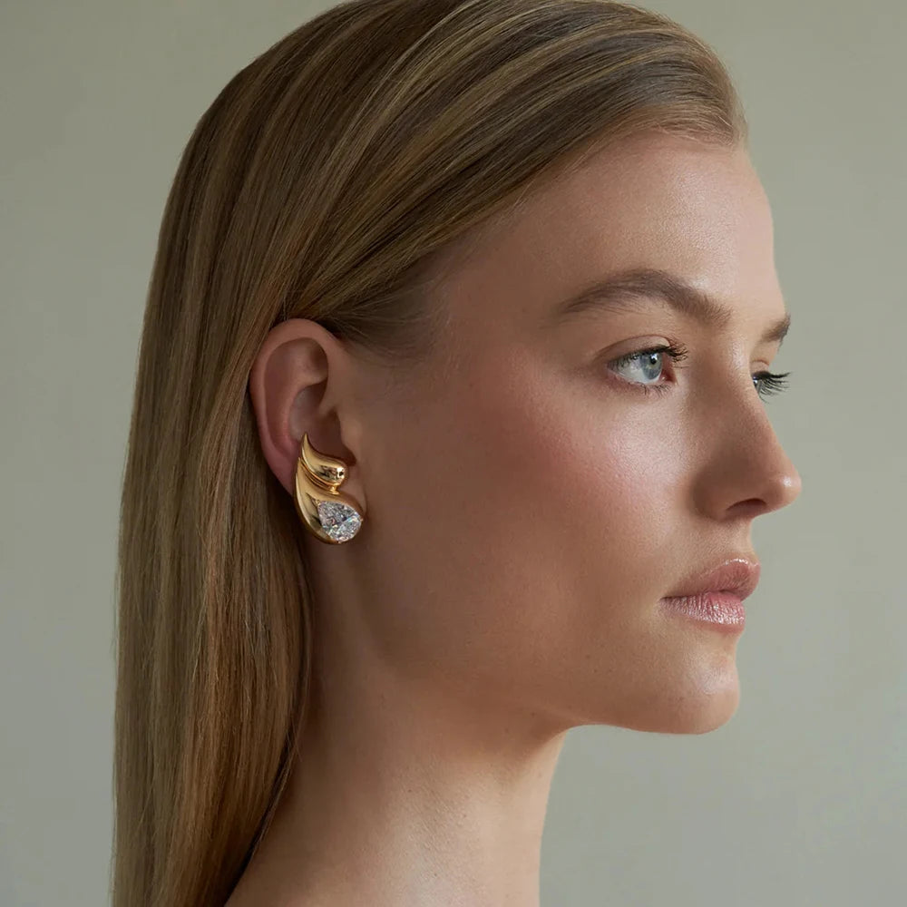 Bold Crystal Teardrop Studs