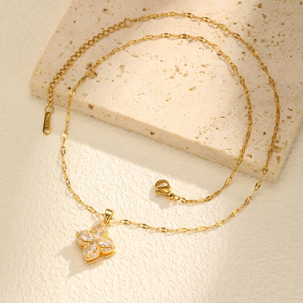 Sparkling Rotating Floral Pendant