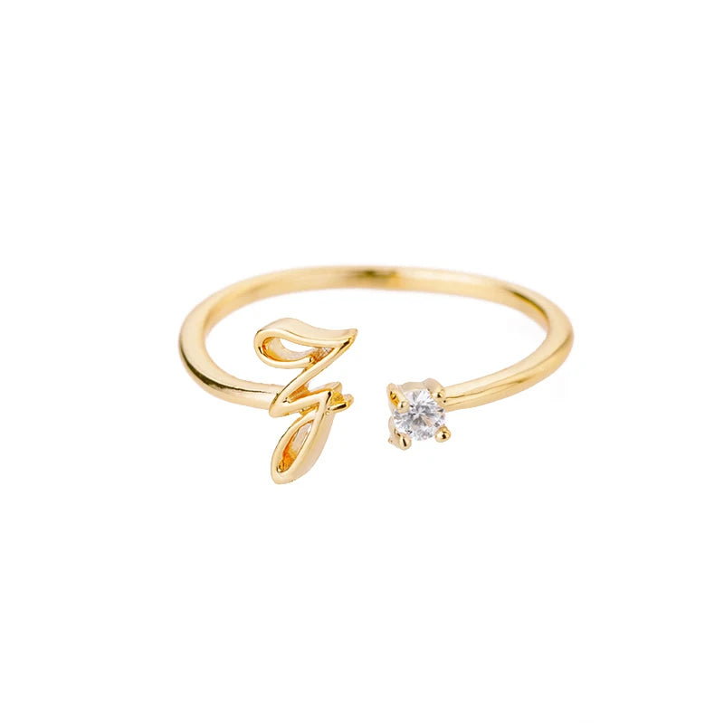 Tiny Initial Letter Rings For Women Stainless Steel A-Z