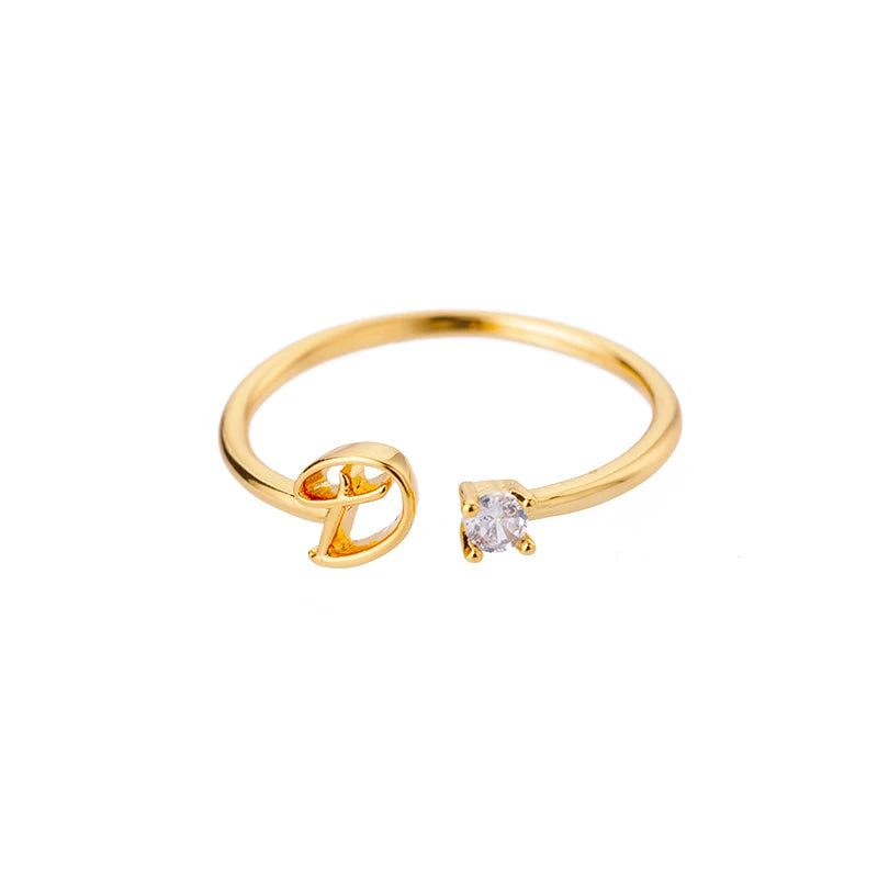 Tiny Initial Letter Rings For Women Stainless Steel A-Z