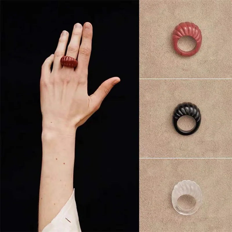 HANGZHI Irregular Wide Large Chunky Rings